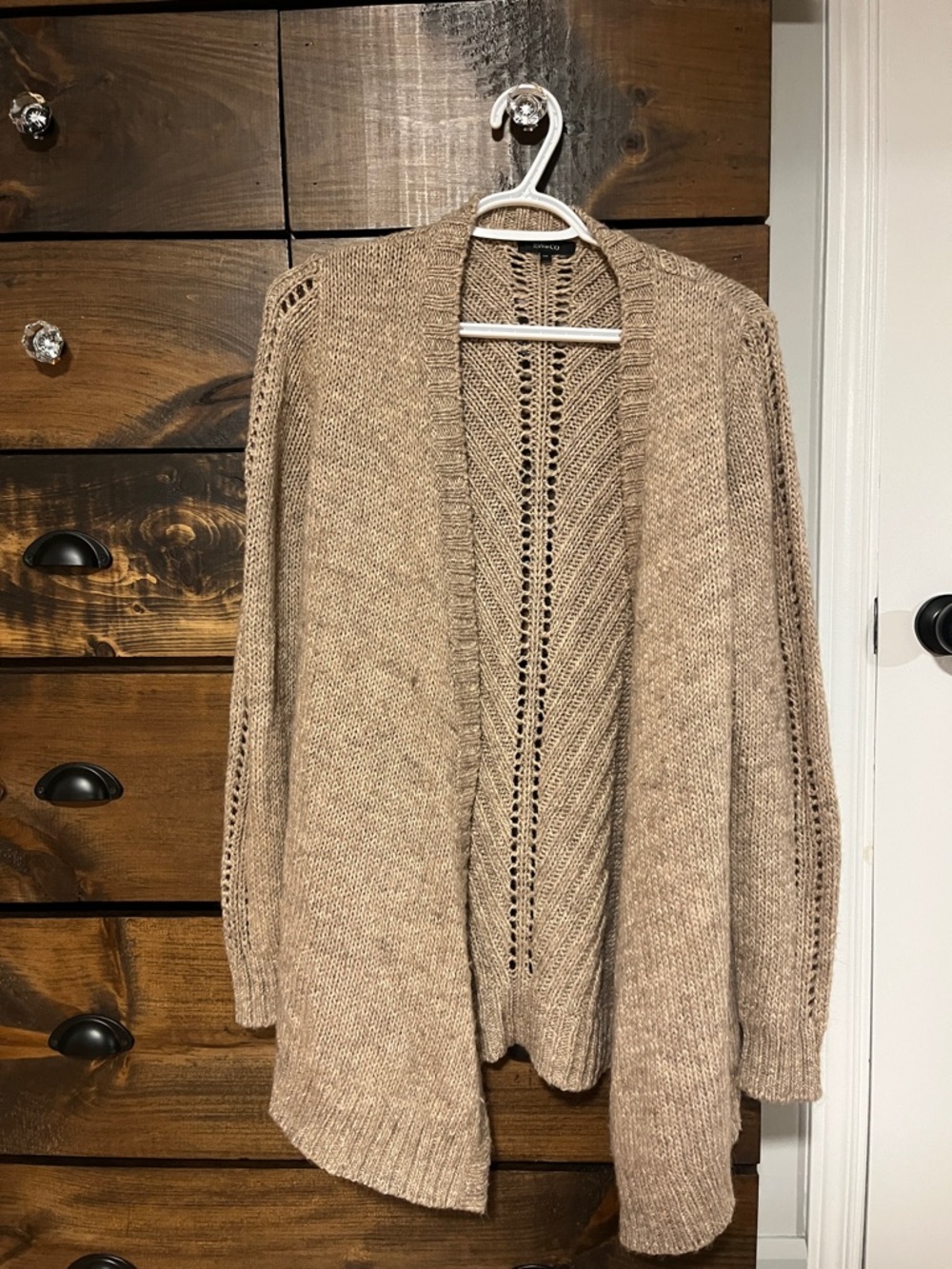 RW&CO. Open-Front Knit Cardigan in Taupe